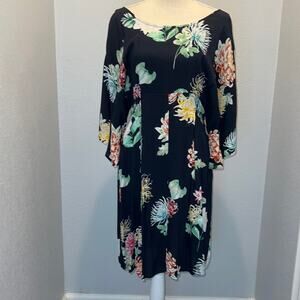 Boho Floral Navy Blue Dress Size M